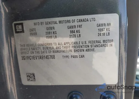 2010 Chevrolet Camaro 2Lt из США, поврежденный, VIN 2G1FC1EV1A9145768